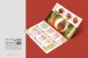 "طراحی تراکت تبلیغاتی کترینگ و تهیه غذای خانگی با تصاویر غذاهای متنوع و طرح حرفه‌ای"